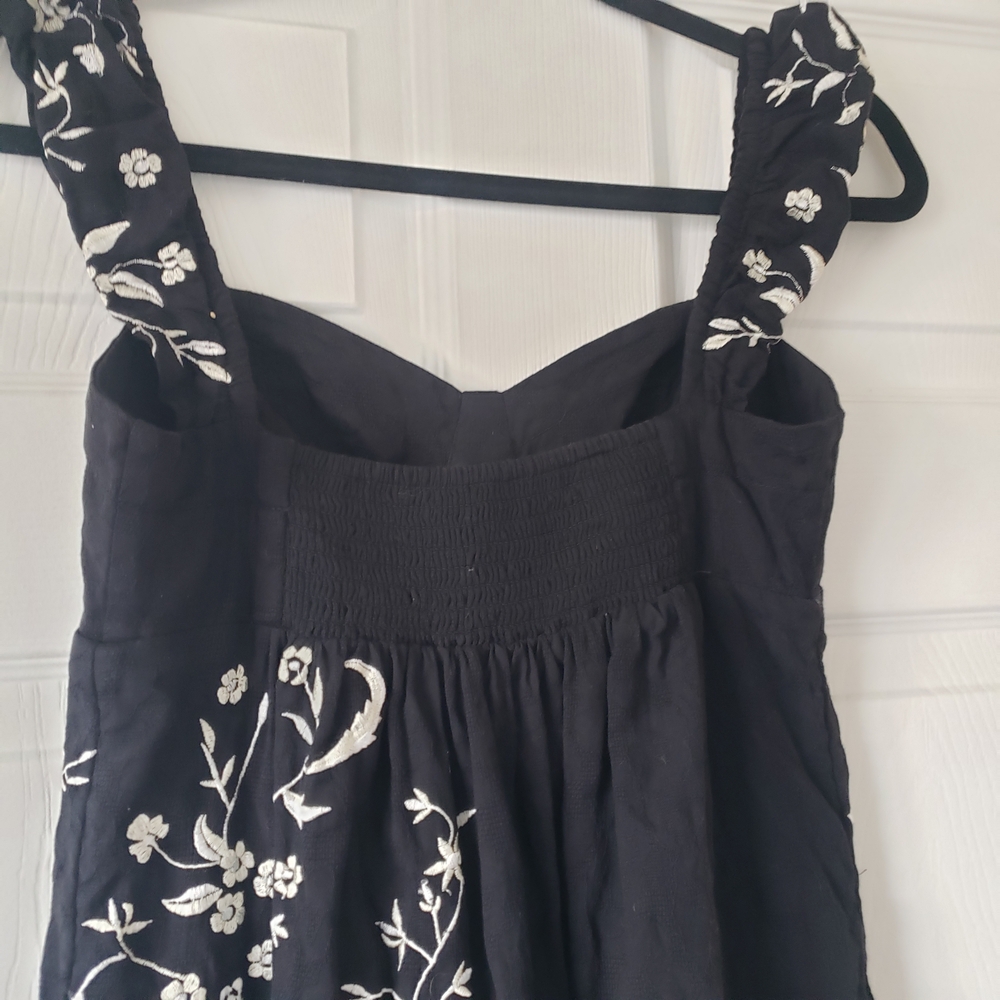 Anthropologie Black Dress with Colorful Floral Embroidery - Picture 6 of 10